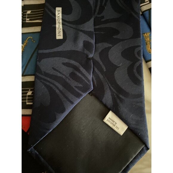 Vintage Dem Crazy Musical Saxophone Print Ties Set Of 2 - Picture 8 of 9